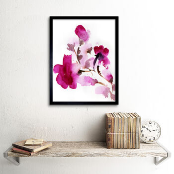 Pink Floral Watercolour Flowers Framed Wall Art Print, 2 of 3