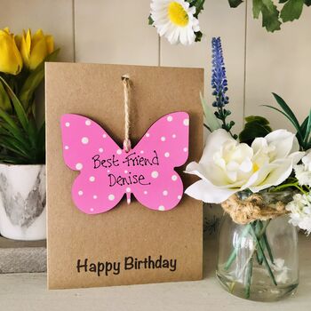 Personalised Best Friend Wooden Butterfly Birthday Card, 2 of 5