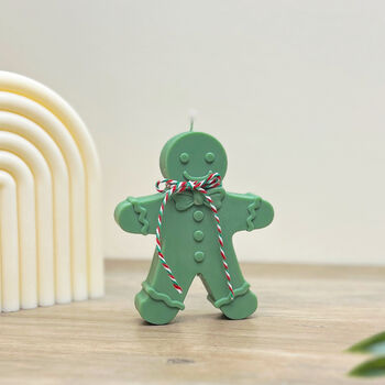 Green Gingerbread Man Christmas Candle Decoration, 7 of 8