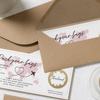 Personalised Holiday Scratch Reveal Card For Her, 3 of 4