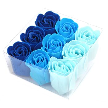 Set Of Nine Soap Flowers Blue Wedding Roses, 4 of 4