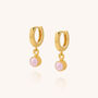 Pink Opal Gem Hoop Earring Birthstone October, thumbnail 4 of 6