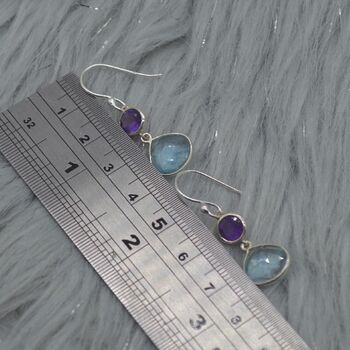 Amethyst Blue Topaz Silver Earrings, 7 of 7