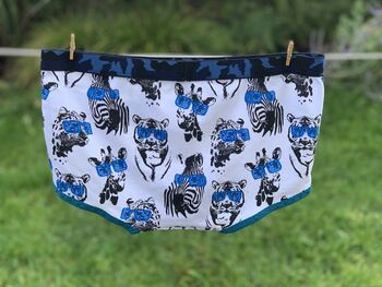 Ladies Boxer Shorts, Safari Animals With Camo Waistband, 2 of 2