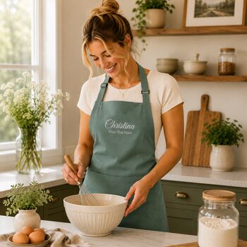 Personalised Embroidered Apron With Name And Text, 2 of 4