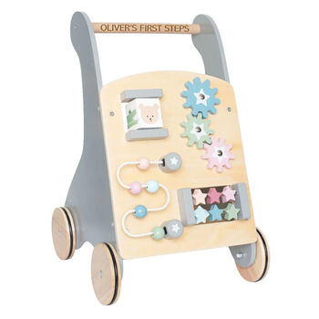 Personalised Wooden Grey Activity Walker Toy, 2 of 8