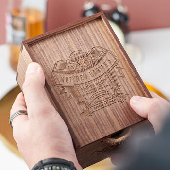 Personalised Premium Walnut Whisky Glass And Cube Set, 3 of 5
