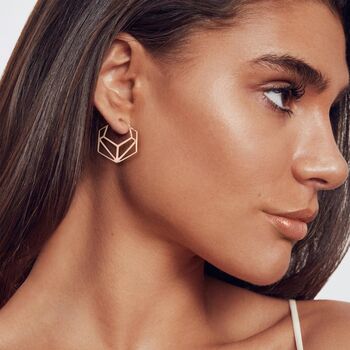 Geometric Hexagonal Sterling Silver Hoop Earrings, 4 of 8