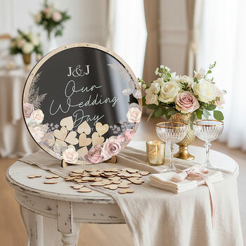 Blush Flowers Wedding Drop Frame Guest Book Alternative, 2 of 4