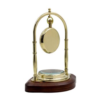 Personalised Brass 13th Anniversary Desk Clock With Compass, 9 of 12