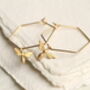 Hexagon Bee Hoop Earrings, thumbnail 4 of 6
