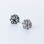 Black Colour Sterling Silver Lotus Stud Earrings, thumbnail 1 of 3