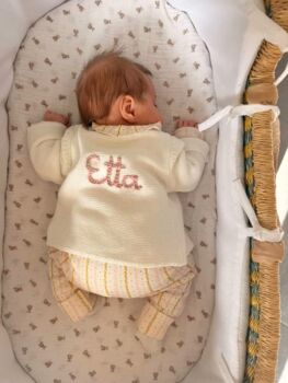 Personalised Cream Name Cardigan,Baby Gift, 2 of 12