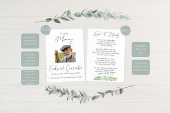 Funeral Poem Prayer Cards Green Leaf, 3 of 4