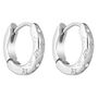 Cute Woman's Silver Glittering Cosmic Star Hoop Earrings Set Of Two, thumbnail 1 of 5