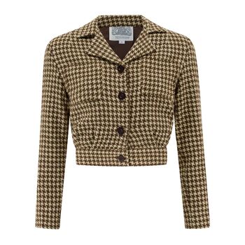 Utility Jacket In Brown Houndstooth Vintage 1940s Style, 2 of 3