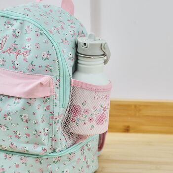 Personalised Sage Ditsy Floral Compartment Backpack, 7 of 8