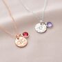 Personalised Hammered Initial Birthstone Necklace, thumbnail 2 of 7