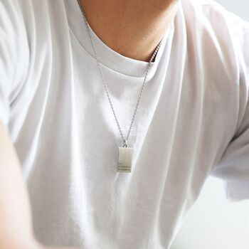Men's Personalised Brushed Stainless Steel Tag Necklace, 2 of 4