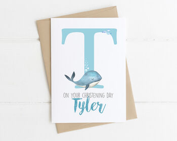Personalised Christening Card Blue Whale, 4 of 5