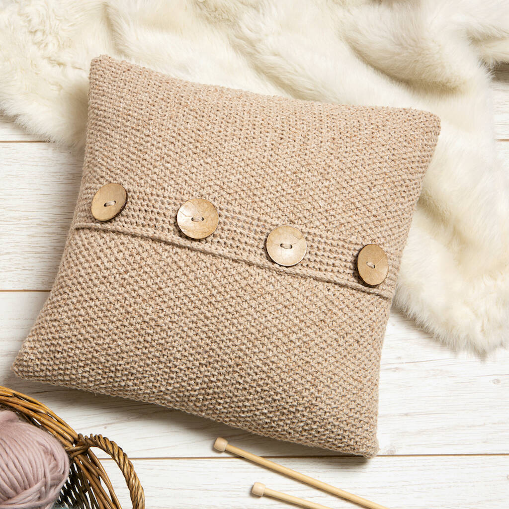 Moss Stitch Cushion Knitting Kit, 1 of 10
