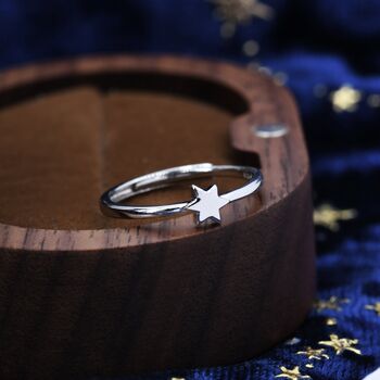Sterling Silver Dainty Star Open Ring, 5 of 11