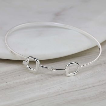 Solid Silver Riding Snaffle Bangle, 3 of 8