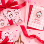 Gingham Panda Claus Christmas Wrapping Paper Set, thumbnail 4 of 5