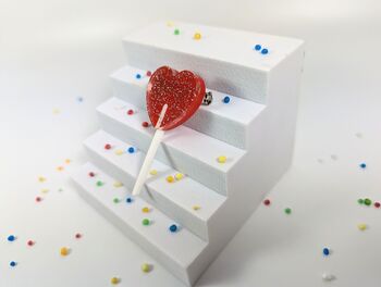 Lollipop Heart Brooch On Acrylic Valentine's Day Gift, 6 of 6