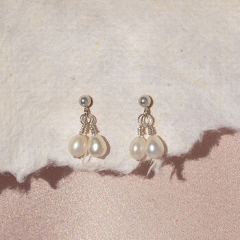 Twin Pearl Drops Stud Earrings, 3 of 8