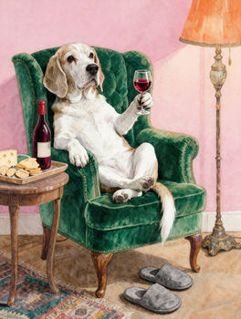 Your Own Dog Sipping Red Wine Wall Art Print, 4 of 7