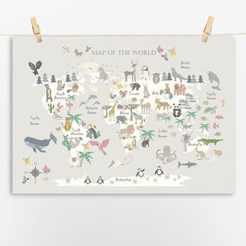 Floral Animal World Map Print, 8 of 8