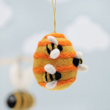 Felt Beehive Hanging Tree Decoration, 2 of 2