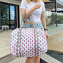 Quilted Cotton Pink Flower Print Duffle Bag, thumbnail 3 of 5