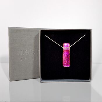 Shocking Pink Dichroic Glass Pendant Necklace, 4 of 8