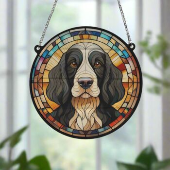 Cocker Spaniel Black And White Stained Glass Effect Suncatcher, 5 of 6