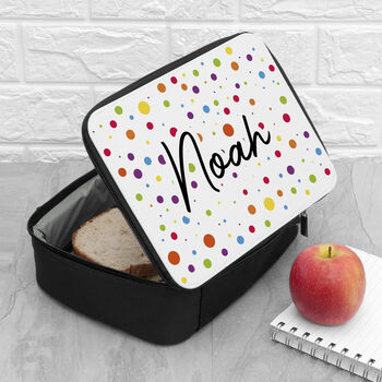 Personalised Kids Fun Polka Dot Insulated Lunch Bag, 2 of 12