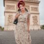 Lisa Dress In Georgette Poppy Print Vintage 1940s Style, thumbnail 3 of 3