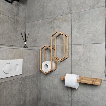 Scandi Oak Wood Toilet Paper Holder, 4 of 11