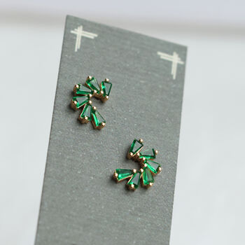 Emerald Pinwheel Stud Earrings, 2 of 7