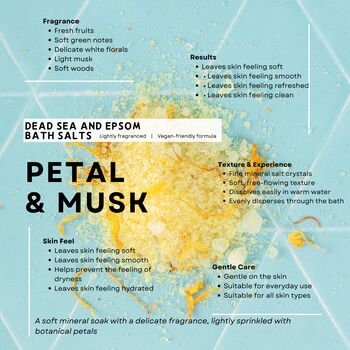 Personalised Bath Salts Gift – Petal And Musk Soaking Salts With Calendula Petals – Mother’s Day, Birthday Gift, 2 of 8