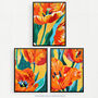 Set Three Wall Art Prints A4 Abstract Tulip Meadow, thumbnail 5 of 7