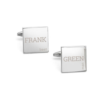 Personalised Classic Silver Plated Square Cufflink Set, 6 of 7