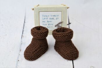Brown Hand Knitted Booties, 2 of 4