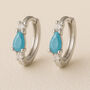Sterling Silver Turquoise Huggie Hoop Earrings, thumbnail 1 of 4