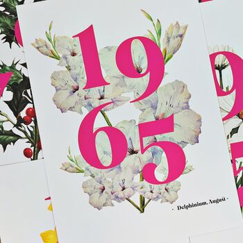 Personalised Birth Flower Date Print, 4 of 7