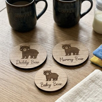 Bear Family Wooden Coasters Gift Set, 5 of 6