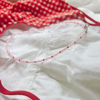 Minimal Pink Seed Bead Necklace, 2 of 5