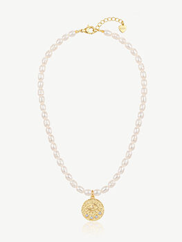 Beaded Freshwater Pearl Evil Eye Necklace, 5 of 7