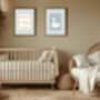 'Hello Little One' Set Of Two Nursery Blue Art Prints, thumbnail 2 of 4